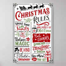 Funny Modern Jul Regler Poster Sign