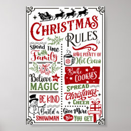 Funny Modern Jul Regler Poster Sign