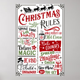 Funny Modern Jul Regler Poster Sign