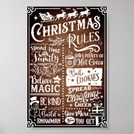 Funny Modern Jul Regler Poster Sign