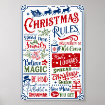 Funny Modern Jul Regler Poster Sign