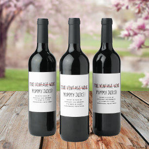 Funny Modern Mamma Vinflaska Etikett