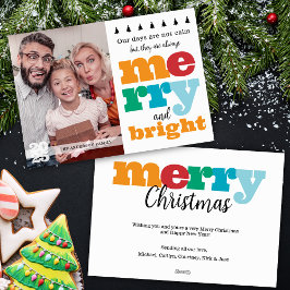 Funny Modern Merry och Bright Colorful Julkort