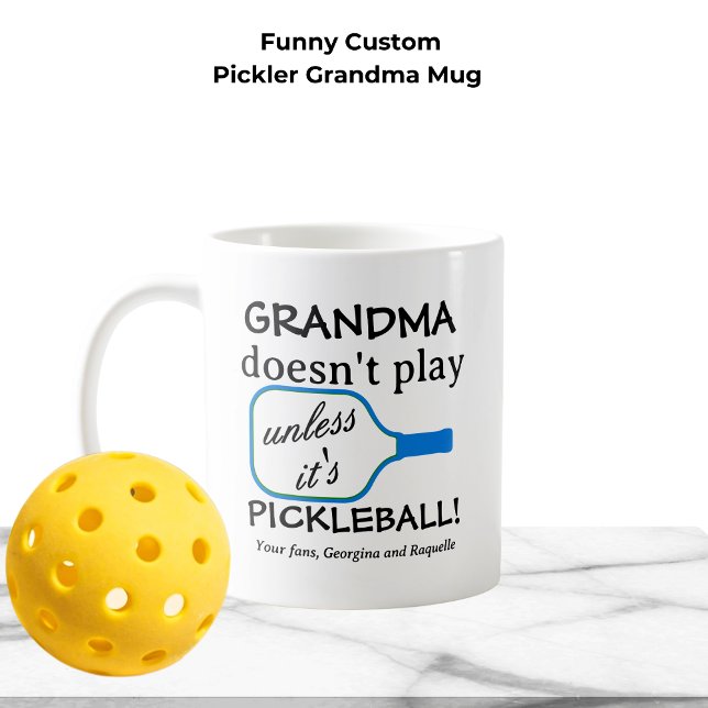 Funny Modern Pickleball Grandma Anpassningsbar Typ Kaffemugg (Funny Custom Typography Pickler Grandma Mug)
