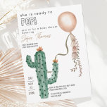 Funny Modern-Redo till babystövel i Pop Ballon Inbjudningar<br><div class="desc">Den här inbjudan till dessert-chic-babyduschen kommer att ange temat för ett trendig party. Det könsneutrala färg gör inbjudan-perfekten för pojke och flicka duschar. Denna utformning fylls med bohemiskt inslag och visar en ballong med roligt som är bunden till ett kaktus träd. En rolig och modern inbjudan till babyduschen.</div>