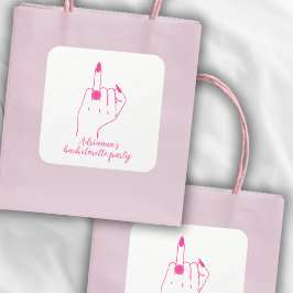 Funny Modern Rosa Bachelorette Bride Ring Finger Fyrkantigt Klistermärke