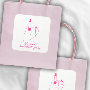 Funny Modern Rosa Bachelorette Bride Ring Finger Fyrkantigt Klistermärke