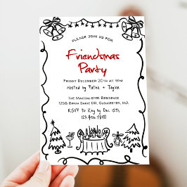 Funny Modern Simple Friendsmas Party Inbjudningar