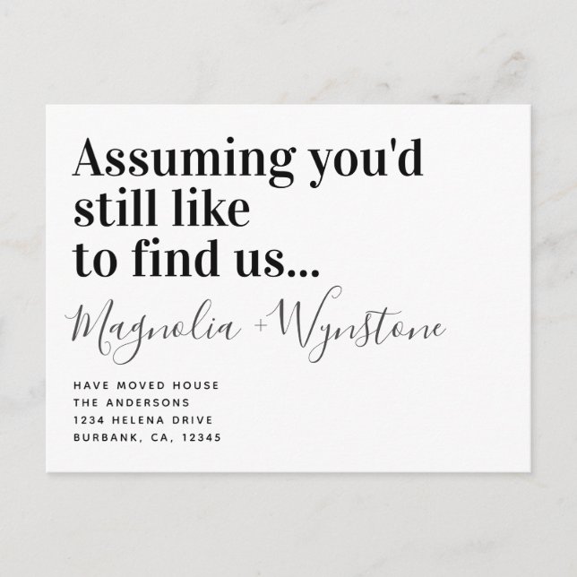 Funny Modern Typography Flytta House Meddelande Vykort (Framsida)