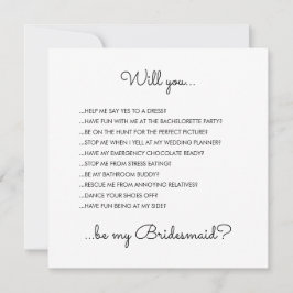 Funny Modern White Script Bridesmaid Frieri Inbjudningar