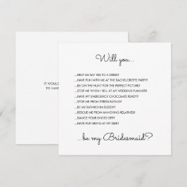 Funny Modern White Script Bridesmaid Frieri Inbjudningar