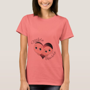 Funny Moderskap - Twillingar Hjärtproblem Dubbla T-shirt