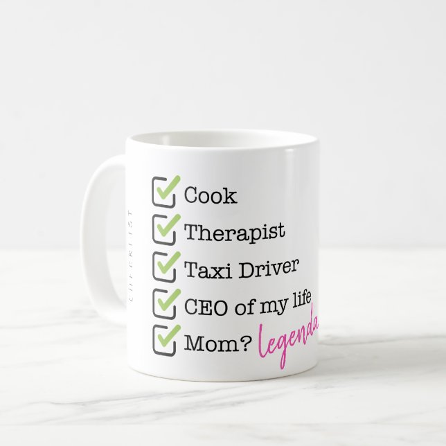 Funny Mom Checklist Kaffemugg (Framsida vänster)