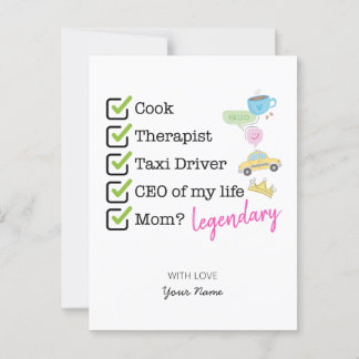 Funny Mom Checklist Vykort