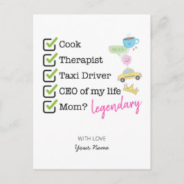 Funny Mom Checklist Vykort