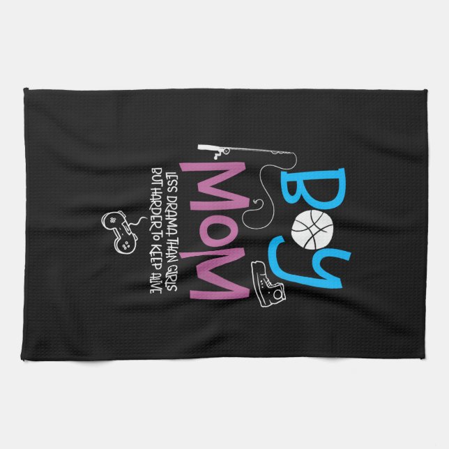 Funny Mom of Boys Proud Mom Good Mothers Day Kökshandduk (Horisontell)