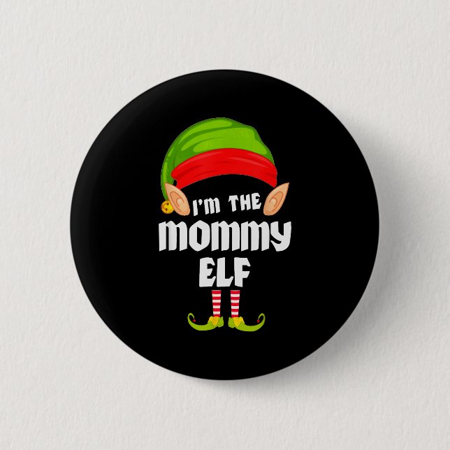 Funny Mommy Elf Matching Family Group Pj Christmas Knapp (Framsida)