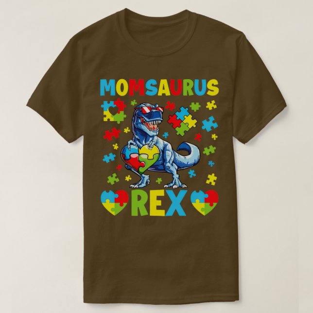 Funny Momsaurus Autism Awareness Day Dinosaur Mamm T Shirt (Design framsida)