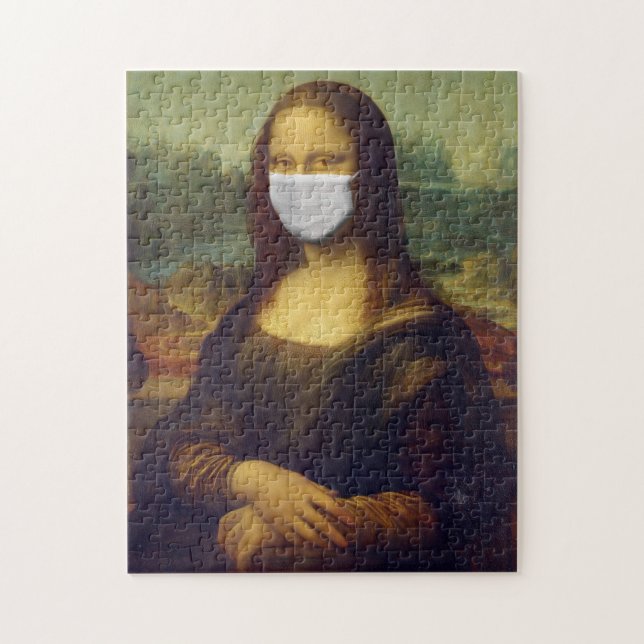 Funny Mona Lisa Ansikte Mask Puzzle Pussel (Vertikal)