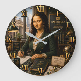 Funny Mona Lisa Banker Banking Office Decor Stor Klocka