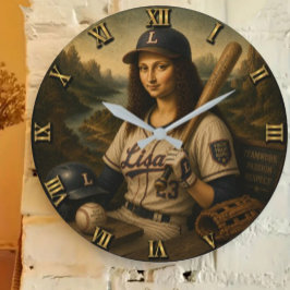 Funny Mona Lisa Baseball Stor Klocka