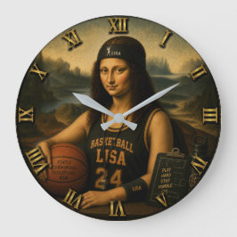 Funny Mona Lisa Basketball Stor Klocka