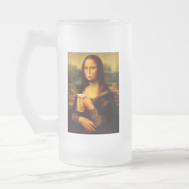 Funny Mona Lisa Beer Älskare Unik Gift Frostat Ölglas (Vänster)