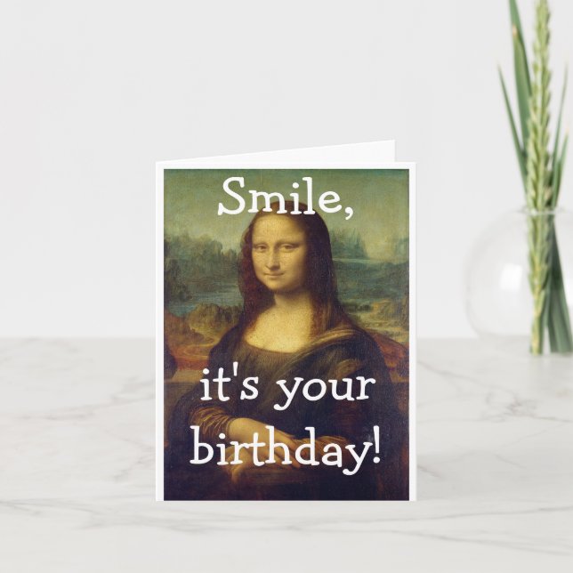 Funny Mona Lisa Birthday Card Kort (Framsida)