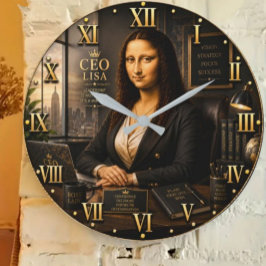Funny Mona Lisa CEO Lisa Executive Office Decor Stor Klocka