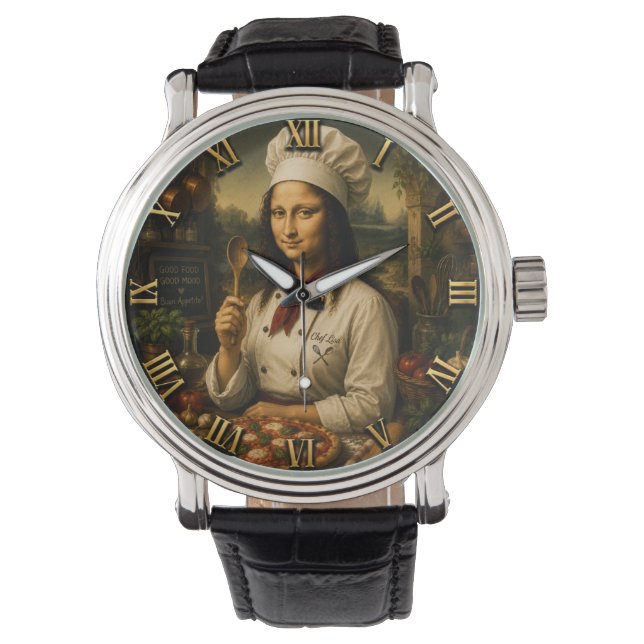 Funny Mona Lisa Chef  Kitchen Decor Armbandsur (Framsida)