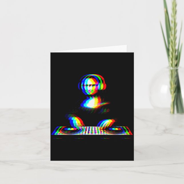 Funny Mona Lisa Dj Varwave Techno Rave Edm Music P Kort (Framsida)