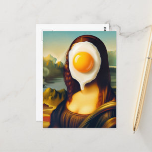 Funny Mona Lisa Egg på Ansikte Vykort