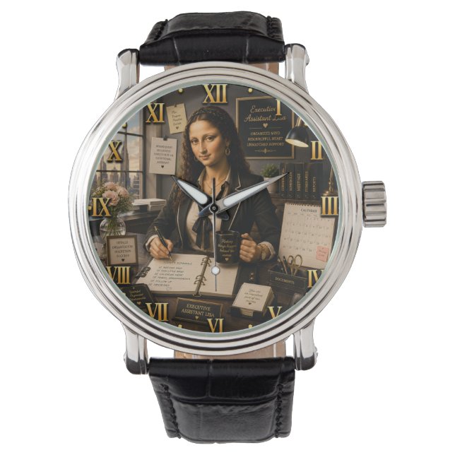 Funny Mona Lisa Executive Assistant Armbandsur (Framsida)
