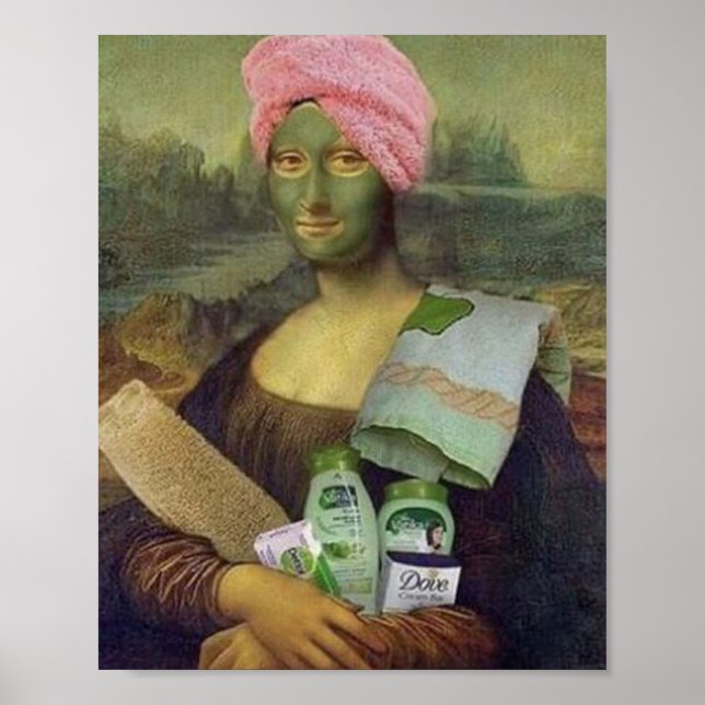 Funny Mona Lisa gör skinkare Leonardo da Vinci Poster (Framsidan)