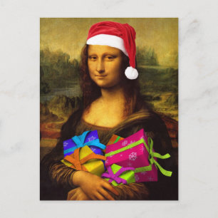 Funny Mona Lisa Jultomten Helg Vykort