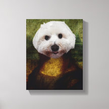 Funny Mona Lisa Maltese Hund Stretched Kanvastryck