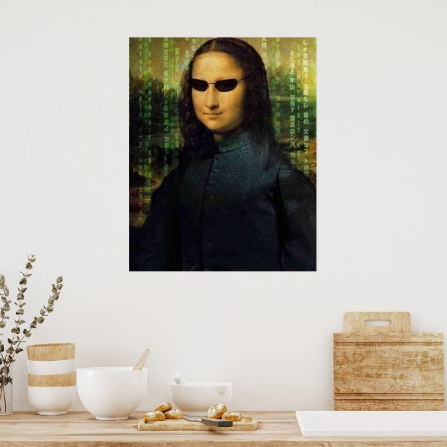 Funny Mona Lisa matrix Leonardo da Vinci Poster (Kök)
