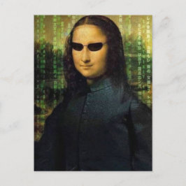 Funny Mona Lisa matrix Leonardo da Vinci Vykort