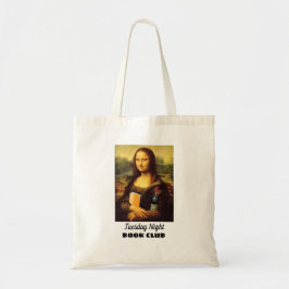Funny Mona Lisa med Vin Bok Klubb Tygkasse