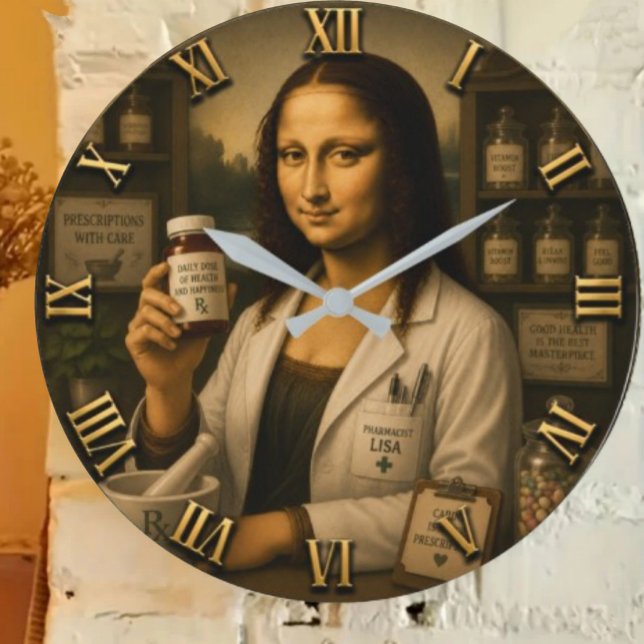 Funny Mona Lisa Pharmacist Pharmacy Stor Klocka (Skapare uppladdad)