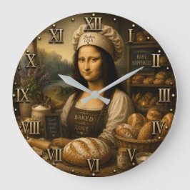 Funny Mona Lisa Rustic Bakery Kitchen Decor Stor Klocka