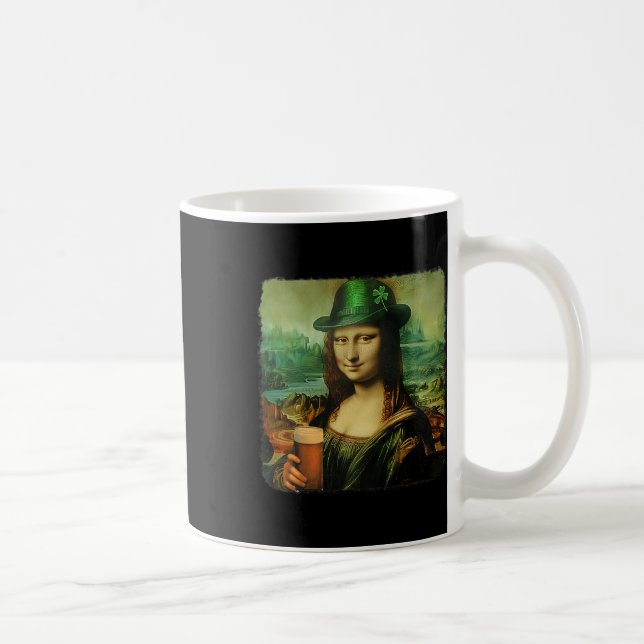 Funny Mona Lisa Saint Patricks Day Shamrock Hat Le Kaffemugg (Höger)