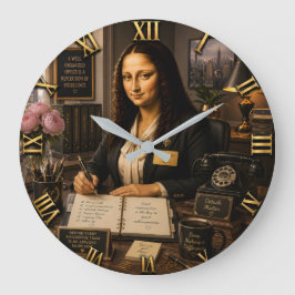 Funny Mona Lisa Secretary Office Desk Stor Klocka