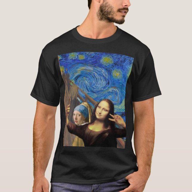 Funny Mona Lisa Selfie T-Shirt (Framsida)