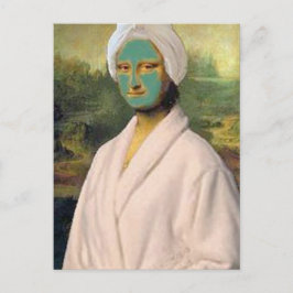 Funny Mona Lisa som gör skinkor bär en stam Vykort