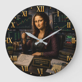 Funny Mona Lisa Stock Trader Trading Office Decor Stor Klocka
