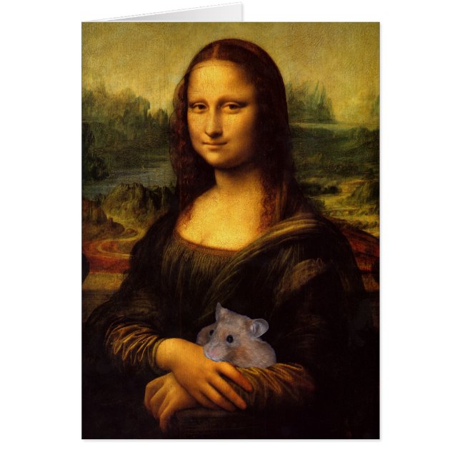 Funny Mona Lisa with Sweet Hamster Hälsningskort (Framsidan)