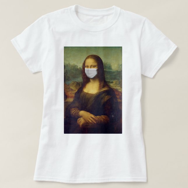 Funny Monalisa Wears Coronavirus Frasmask T Shirt (Design framsida)