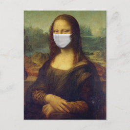 Funny Monalisa Wears Coronavirus Frasmask Vykort