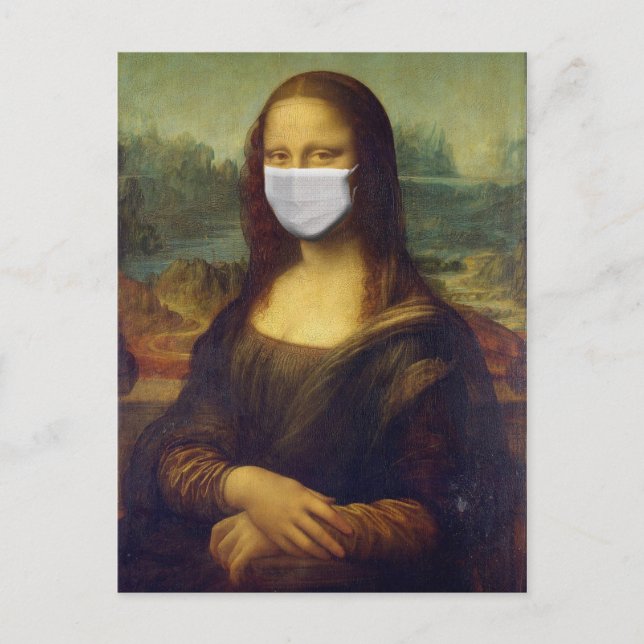 Funny Monalisa Wears Coronavirus Frasmask Vykort (Framsida)